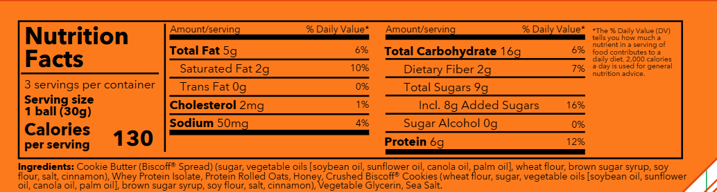 Birdie Balls Nutrition Facts